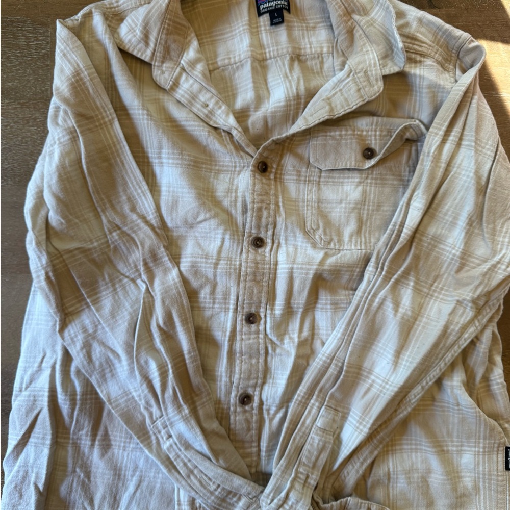 Patagonia Cream Plaid Button-Up Shirt